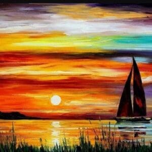 Silhouette sailboat with twin sails